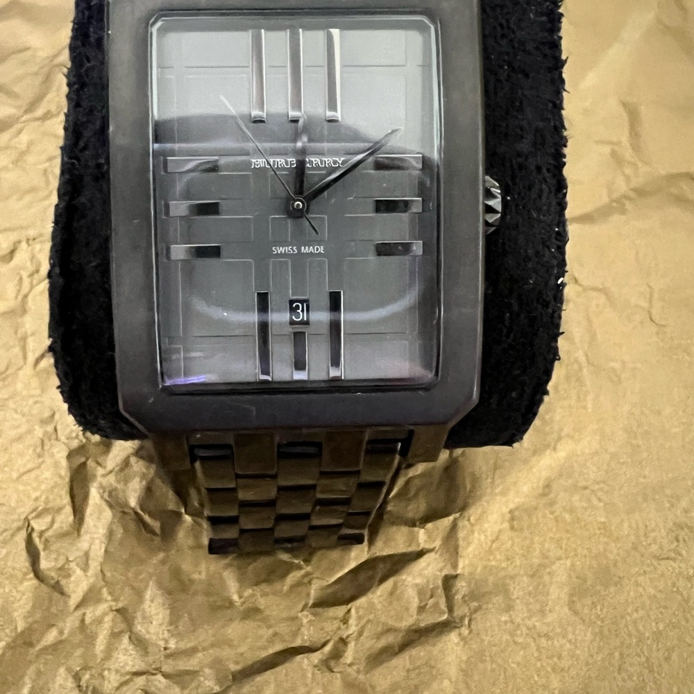 Burberry Black Rectangular Watch with Minimalist Design